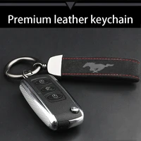 fashion high end metal leather car keychain 4s shop custom key for ford mustang gt 2020 2019 2018 2017 2016 shelby car
