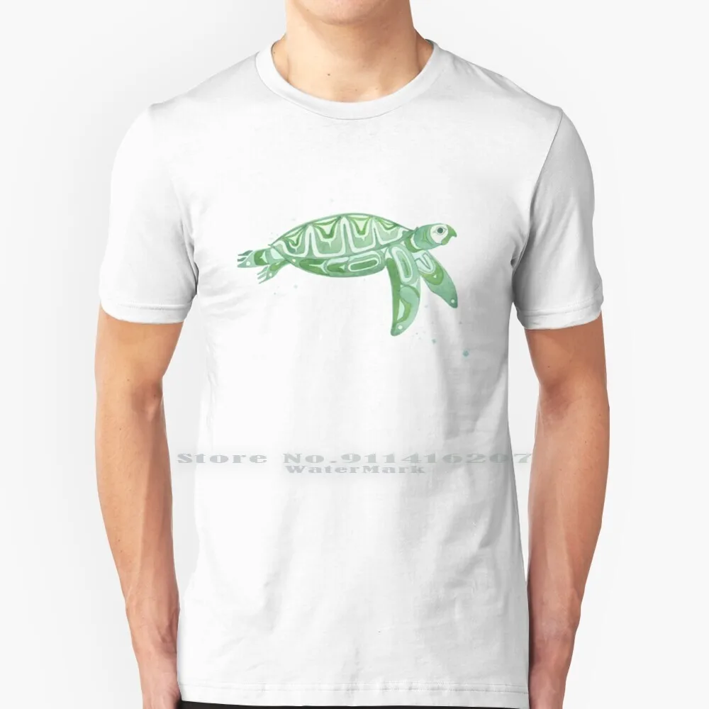 

North By Northwest Sea Turtle T Shirt 100% Pure Cotton Sea Turtle Turtle Aquatic Animal Wild Native Art Watercolor Tribal Art