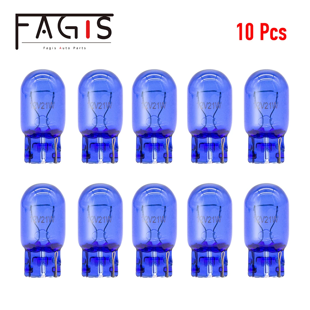 Fagis 10 Pcs 580 7440 7443 W21/5W W21W Super White T20 Natural Blue Glass Bulb 12V 21W Car Lamp Turn Signal Light  Warning Light