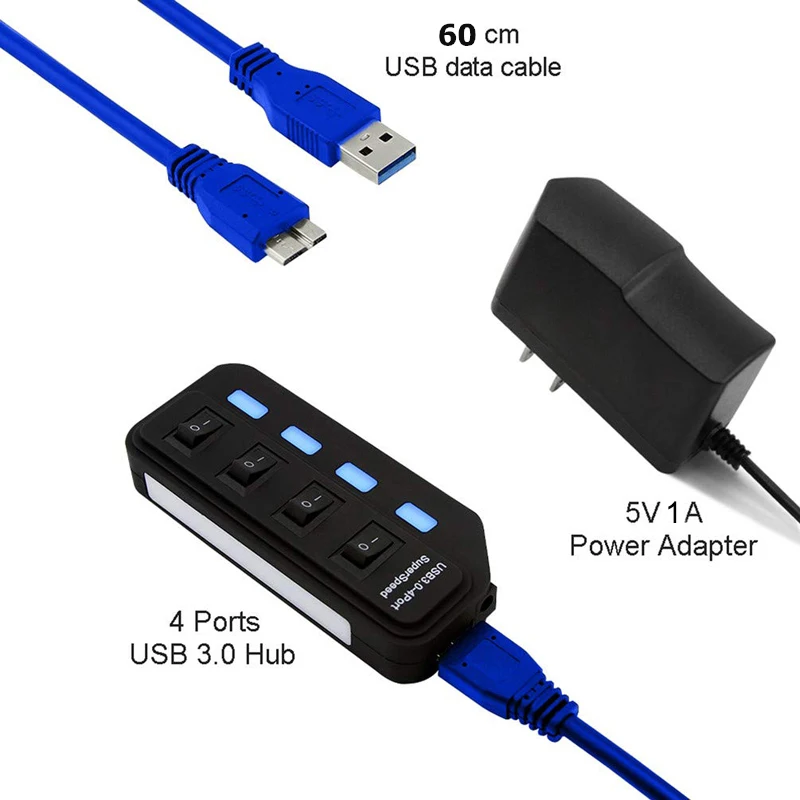 USB-разветвитель с адаптером питания 4/7 портов Usb 3 0 | Компьютеры и офис