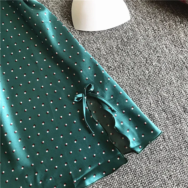 Корейская кружевная Пижама женская ночная рубашка атласная Шелковая пижама в