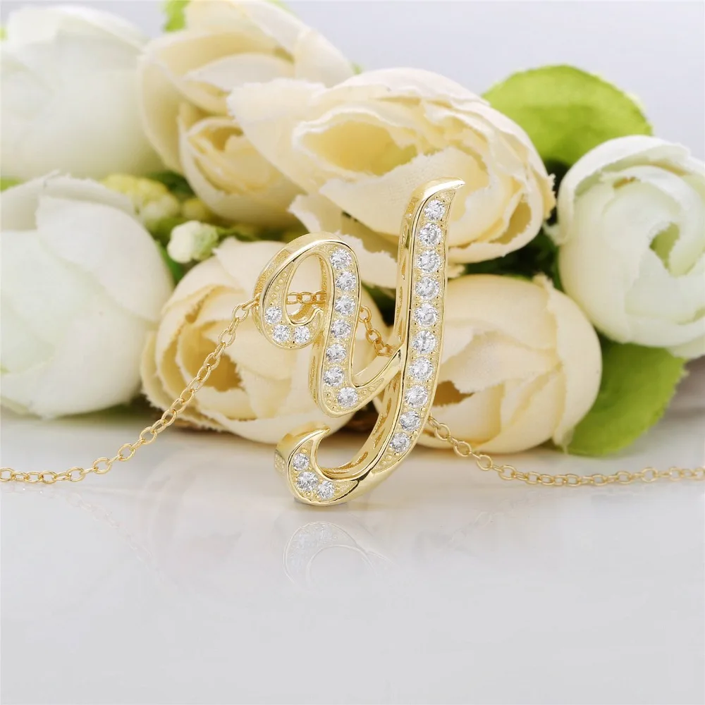 Moonmory 2018 Европейский Bijoux Femme серебро 925 пробы золотой цвет буквы Y W кулон ожерелье