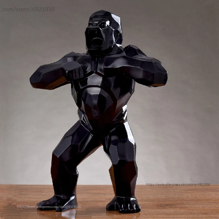 black 1" Большое Искусство ремесло животное король конг череп Горилла Статуэтка обезьянки геометрические творческие украшения Смола Коллекционная для модели - Цвет: black
