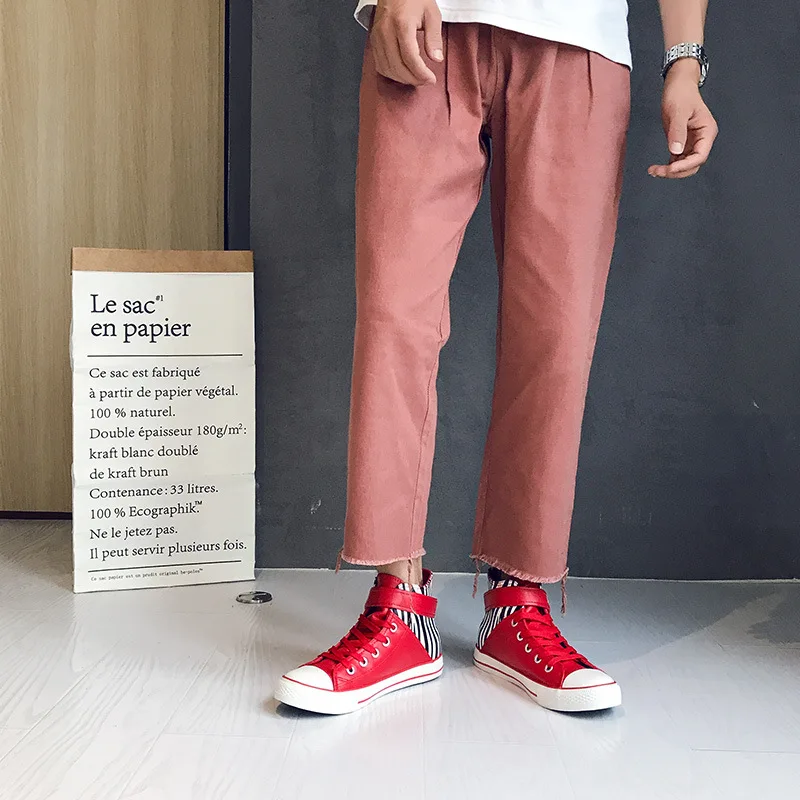 New Men High Top Canvas Shoes Lace-up Sneakers Spring Summer Stylish Adult Male Skate Footwear Student Anti-skid Casual | Обувь