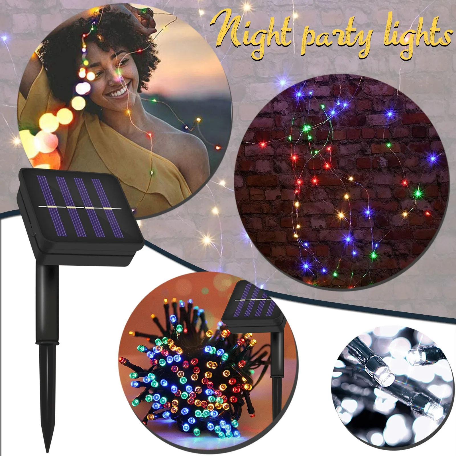 Гирлянда с 50 светодиодами на солнечной батарее водонепроницаемая уличная лампа