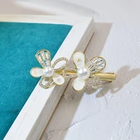 cindy xiang cubic zirconia flower hair clip for women geometric rhinestone and pearl duckbill barrette hairpin hair accessories