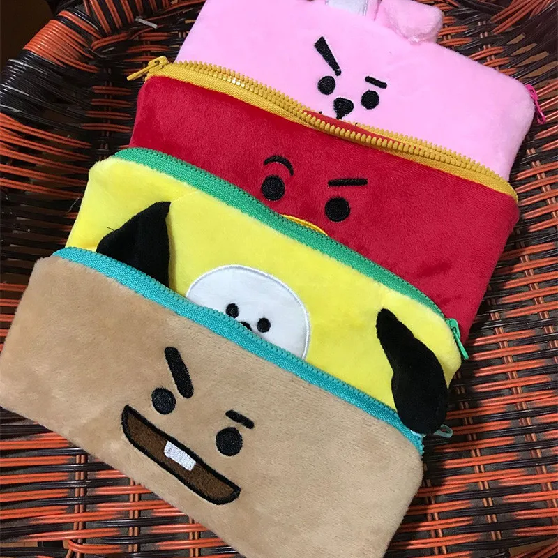 Новый корейский мультяшный плюшевый чехол для карандашей Kpop дорожная косметичка