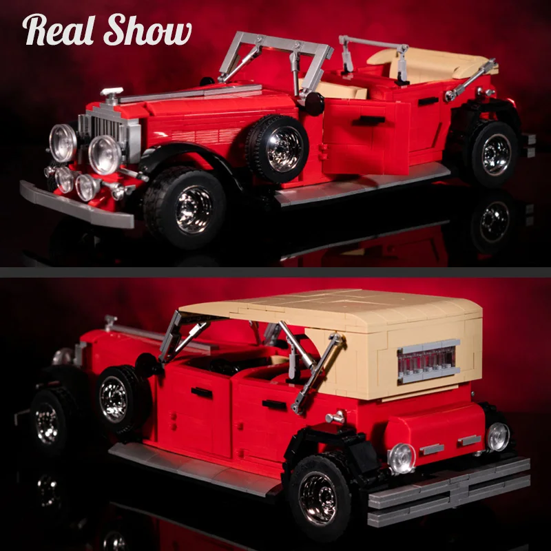 

High-tech MOC Creative 1134PCS Red Vintage Car Static Model Building Blocks Technical Retro Classic Vehicle Bricks Toys For Kids