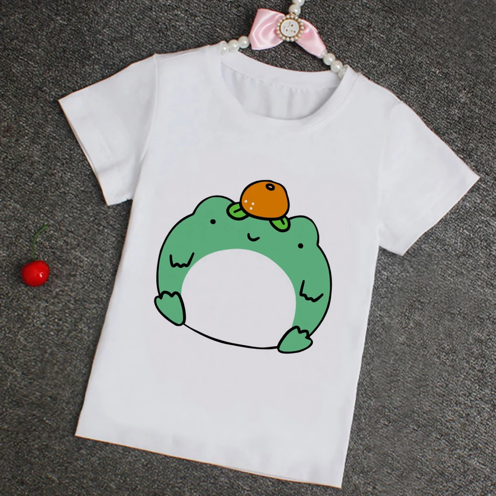 

Sweet Cute Style Girls Clothes Cartoon Kids Tops Frog Graphic Urban Leisure Children TShirt Streetwear Toddler Tees Dropship