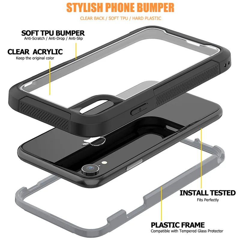 Sturdy Shock Drop Proof Clear Phone Case iPhone 11 Pro Max 12mini 7 6 8 Plus XS Max XR X SE Shock Absorption Bumper Hybrid Cover iphone 7 phone cases