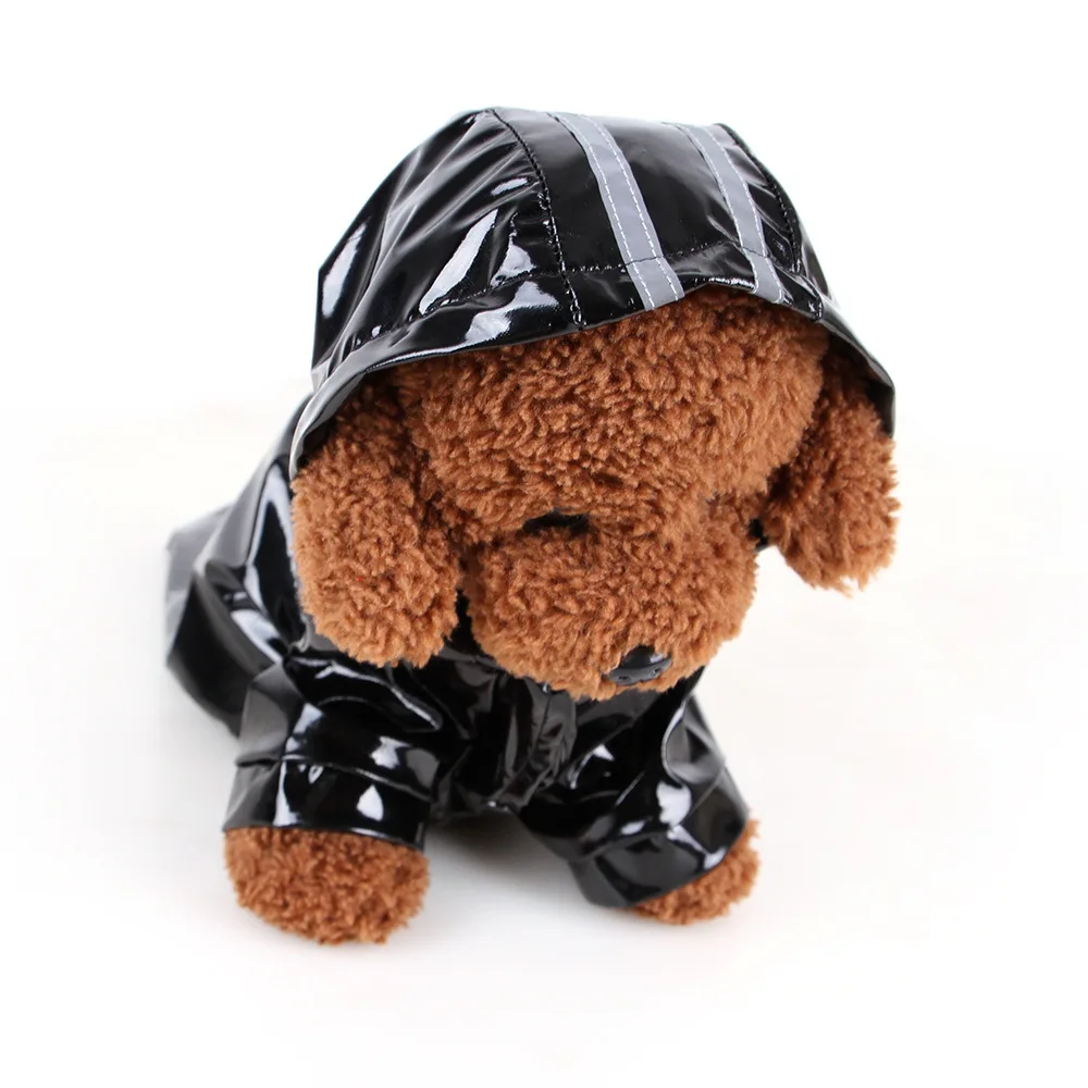

S-XL Pet Hooded Raincoat Outdoor Waterproof Jacket Reflective PU Dog Jacket Puppies Kitten Spring/Summer Breathable Clothing