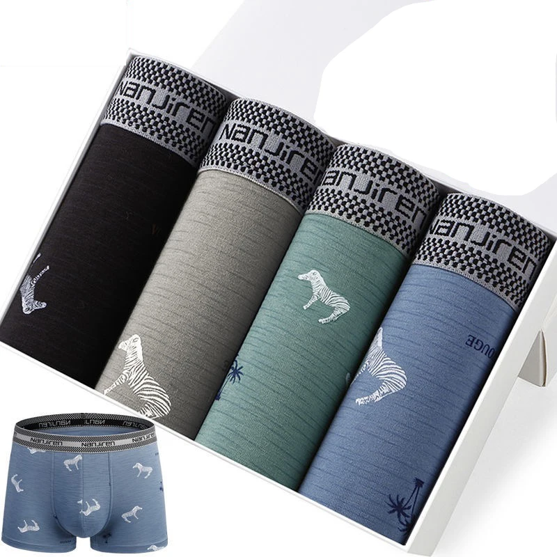 

4pcs/Lot High quality Men Underwear Boxer Shorts Panties Solid Shorts Brand Underpants Men Breathable Mid Waist Shorts Men L-3XL