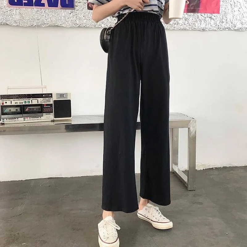 Брюки женские бархатные однотонные с высокой эластичной талией универсальные