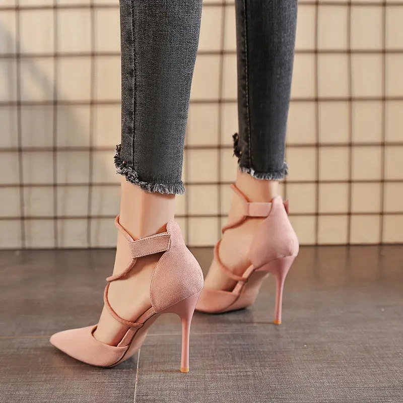 

Classy High Heels Women 2022 Spring and Autumn New Pointed Toe Stiletto Sandals Buckle Strap Internet Hot Shoes