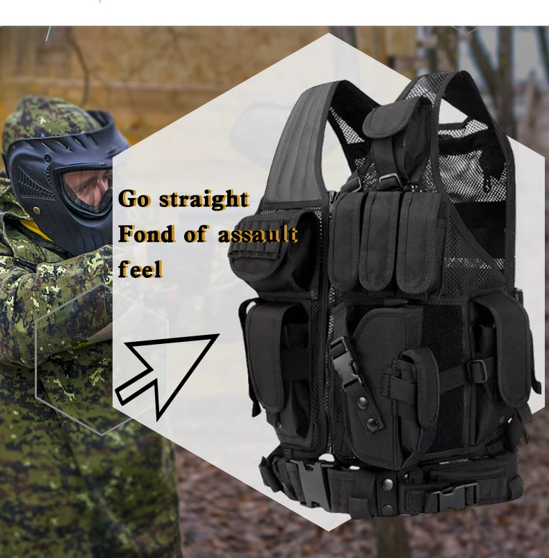 

Tactical Vest Military Combat Armor Vests Mens Tactical Hunting Vest Army Adjustable Armor Outdoor CS Training Vest Airsoft