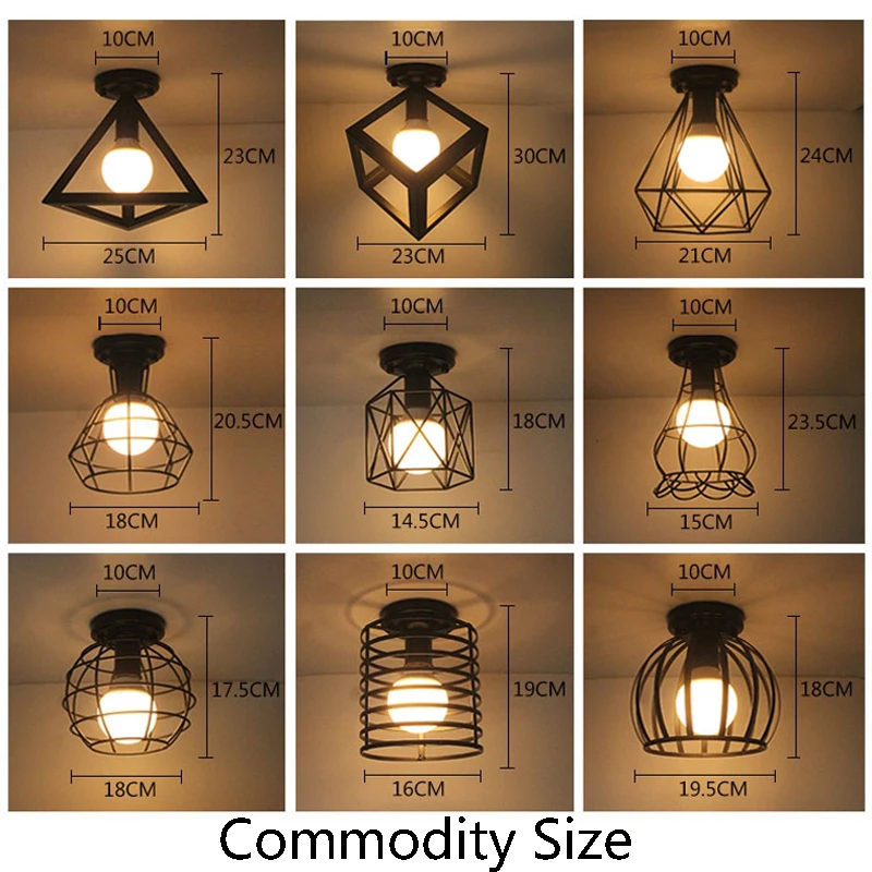 Железный потолочный светильник в стиле ретро винтажная клетка ные приборы лампа