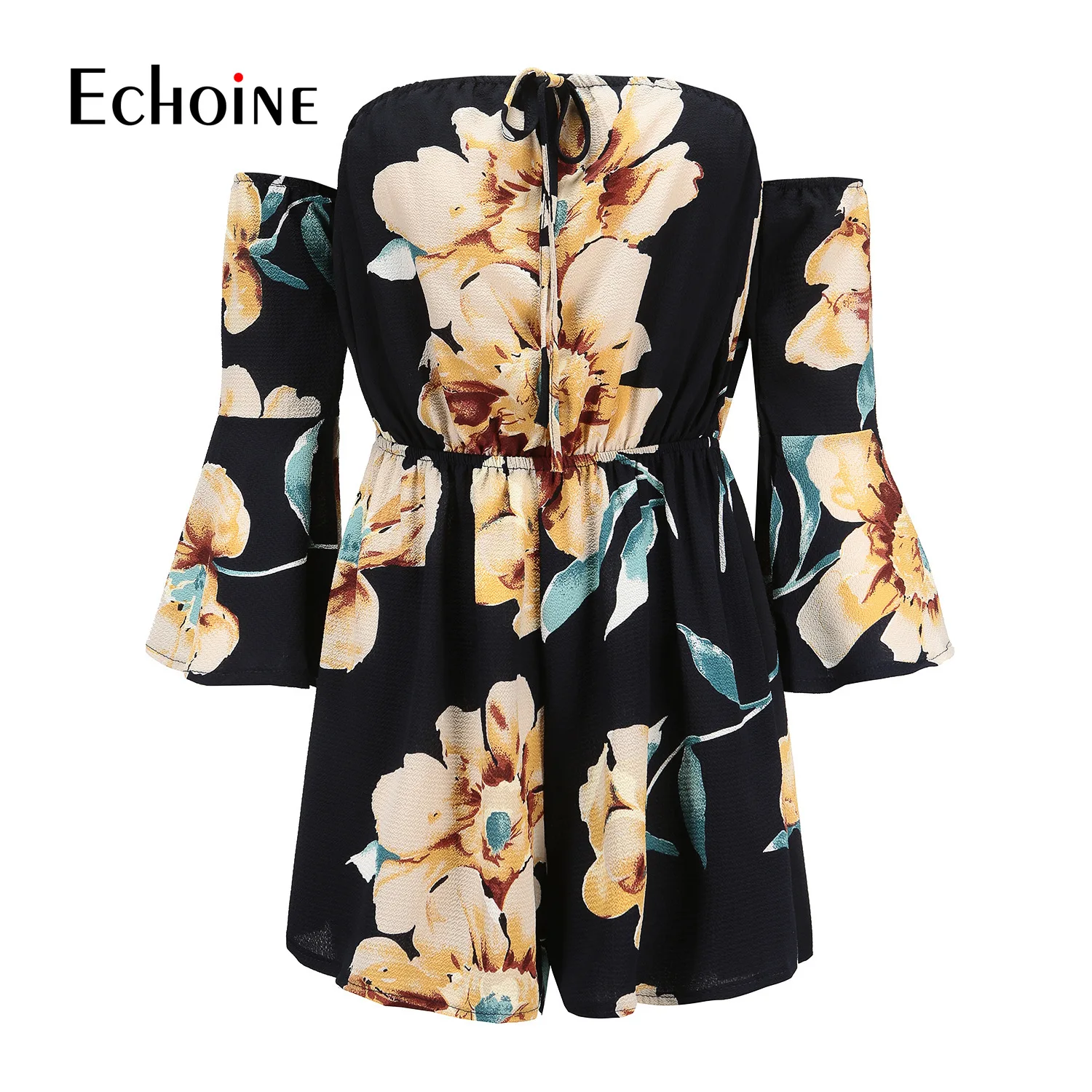 Сексуальный Модный женский комбинезон с цветочным принтом Летний Пляжный боди