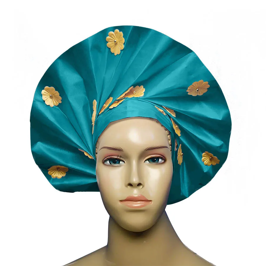 turquoise Африканская sego головной убор новая чалма aso oke gele модные африканские головные уборы - Цвет: turquoise