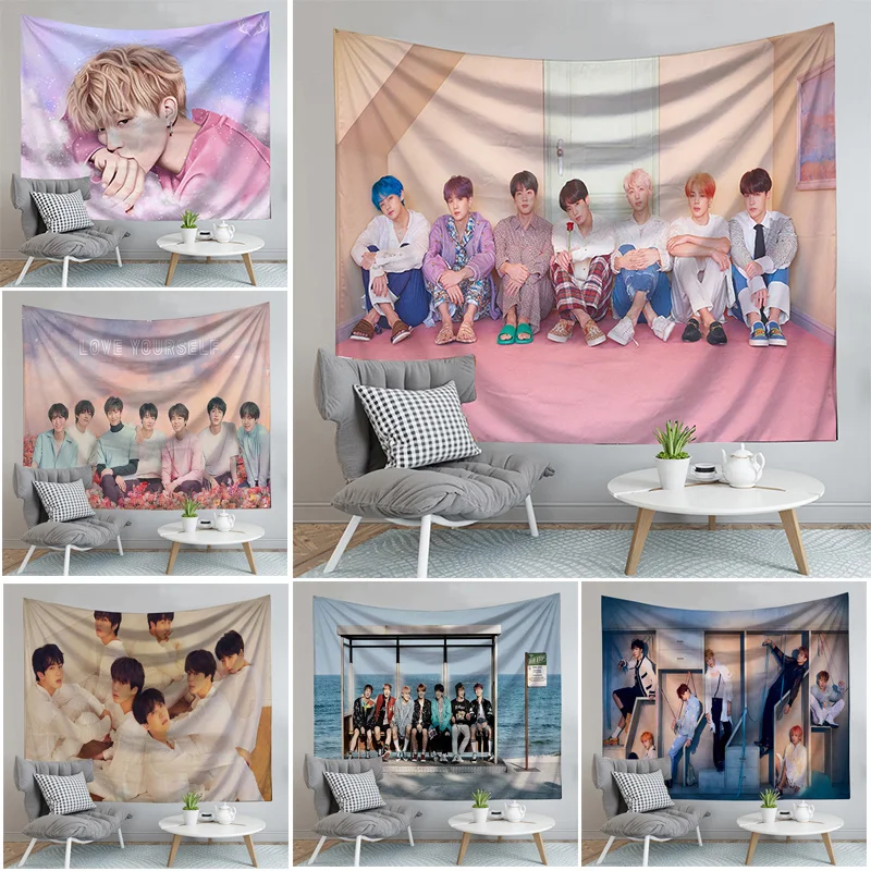 

Tapestry Kpop Star Boho Wall Decor Tapestry Hanging Carpet Bedroom TV Background Hippie Tapestries Idol Home Decor Tapiz Pared