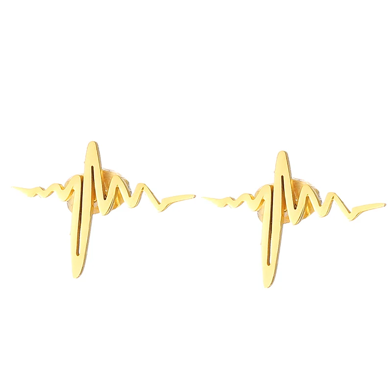 Модные волнистые серьги гвоздики с сердцебиением Летние красивые медицинские