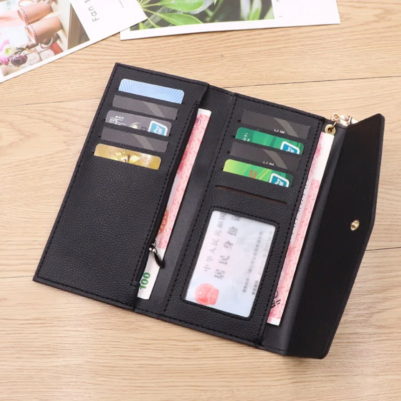 

New Geometric Envelope Wallet For Women Female Leather Purse Card Holders Coin Phone Pocket Long Ladies Wallets