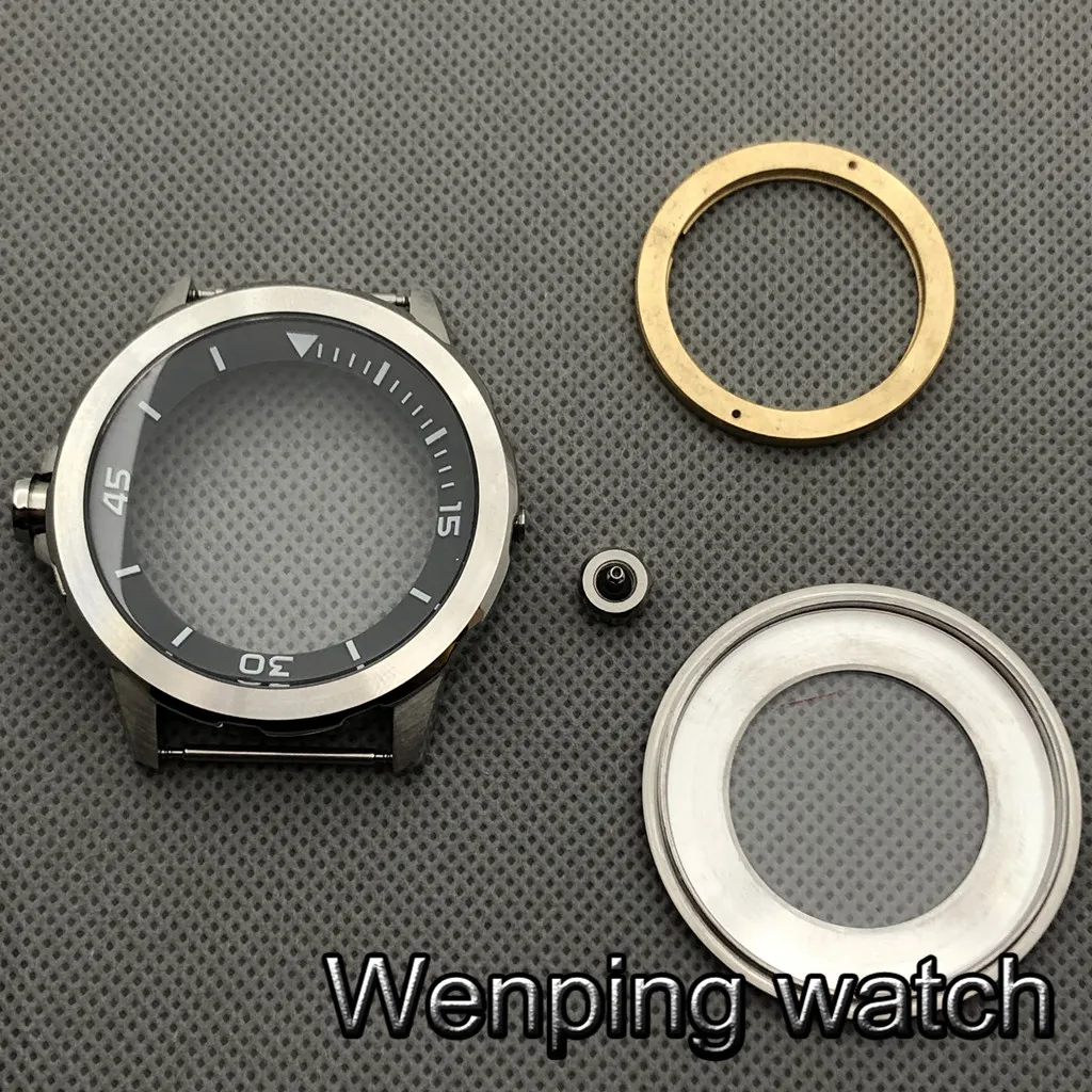 

45mm Silver Sterile Watch Case 316L Stainless Steel Case Fit Miyota 8205 8215 821A, ETA 2836, DG 2813 3804 Movement