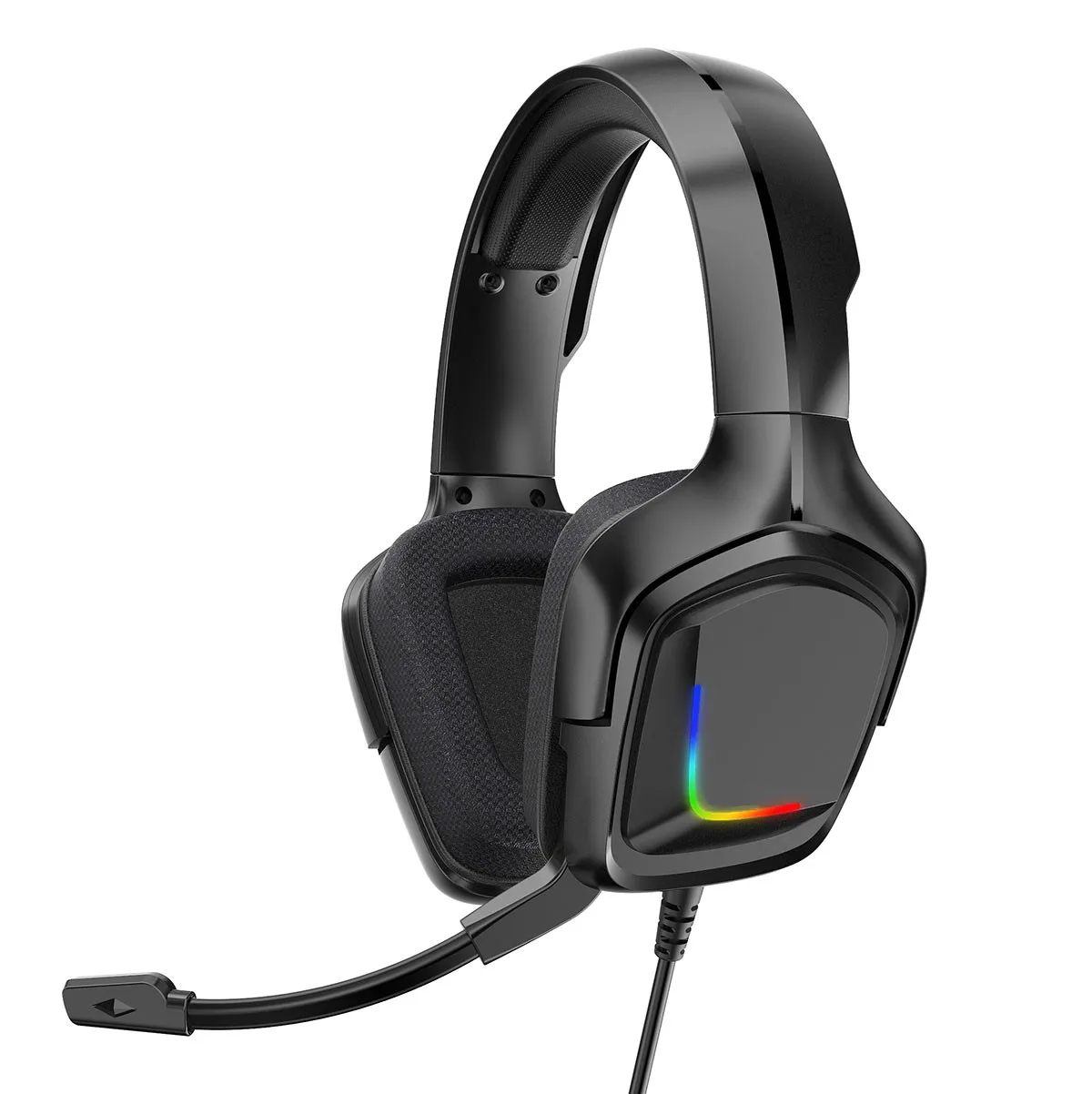 Черный K20 гарнитура игровые наушники RGB с микрофоном светодиодный свет объемный звук бас ПК геймер наушники для Xbox One PS4 телефон ноутбук - Цвет: Черный