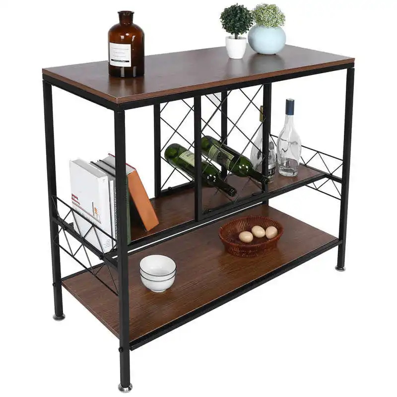 

3-Layer Wine Rack Table with Glass Holder Wine Cabinets Organizer Home Living Room Bar Supply