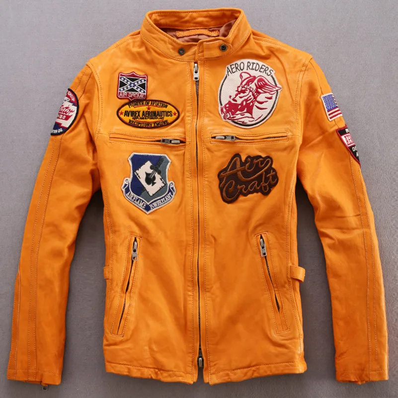 Мужской значок летной силы 2020 желтый черный овчина воротник мандарина пилот