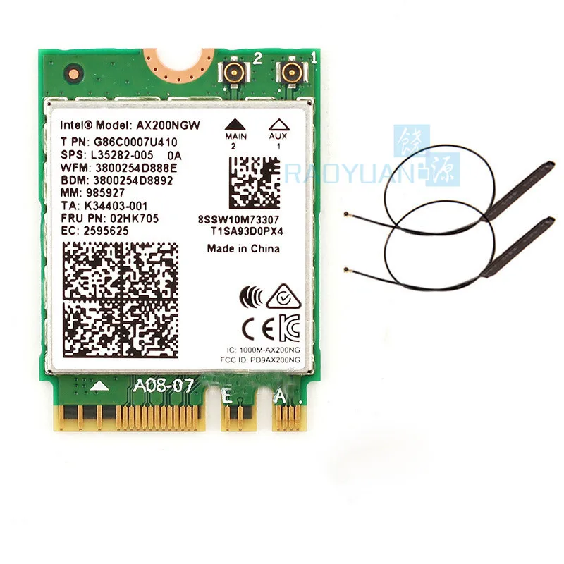 AX200NGW Cable Двухдиапазонная 2400 Мбит/с Беспроводная AX200NGW NGFF M.2 Bluetooth 5,0 Wifi сетевая карта 2,4 г/5 г 802.11ac/ax для Intel AX200 - Цвет: AX200NGW Cable