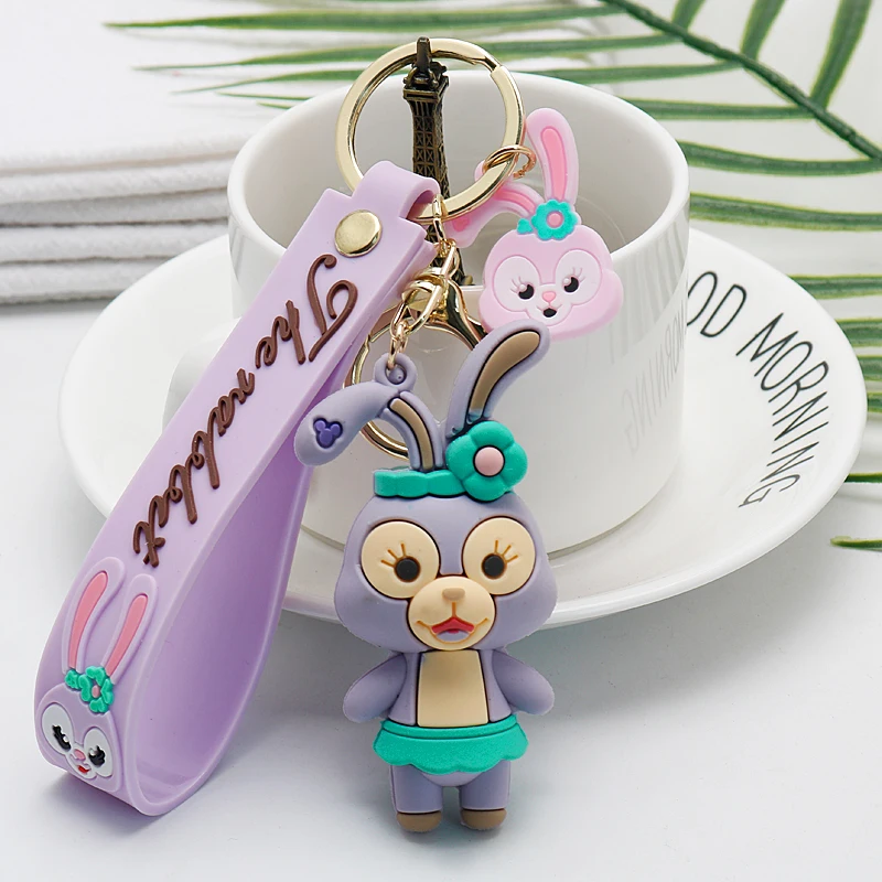 Брелки для ключей с изображением кролика розового фиолетового серого цветов |