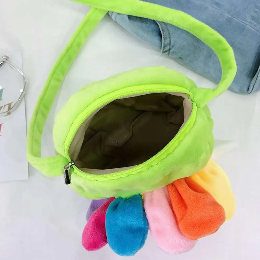 Красочная милая мультяшная брошь с радужным подсолнухом через плечо плюшевая