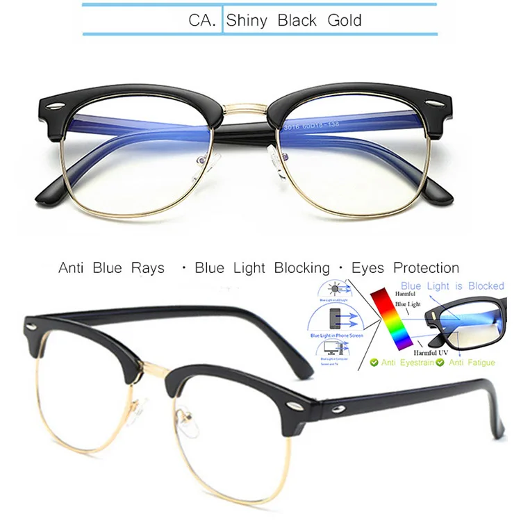 Clear-S Black-Gold IVSTA игровые очки мужские анти-Синие лучи компьютерные очки светильник блокирующая оптическая оправа близорукость очки желтые ночного видения 3016 - Цвет оправы: Clear-S Black-Gold