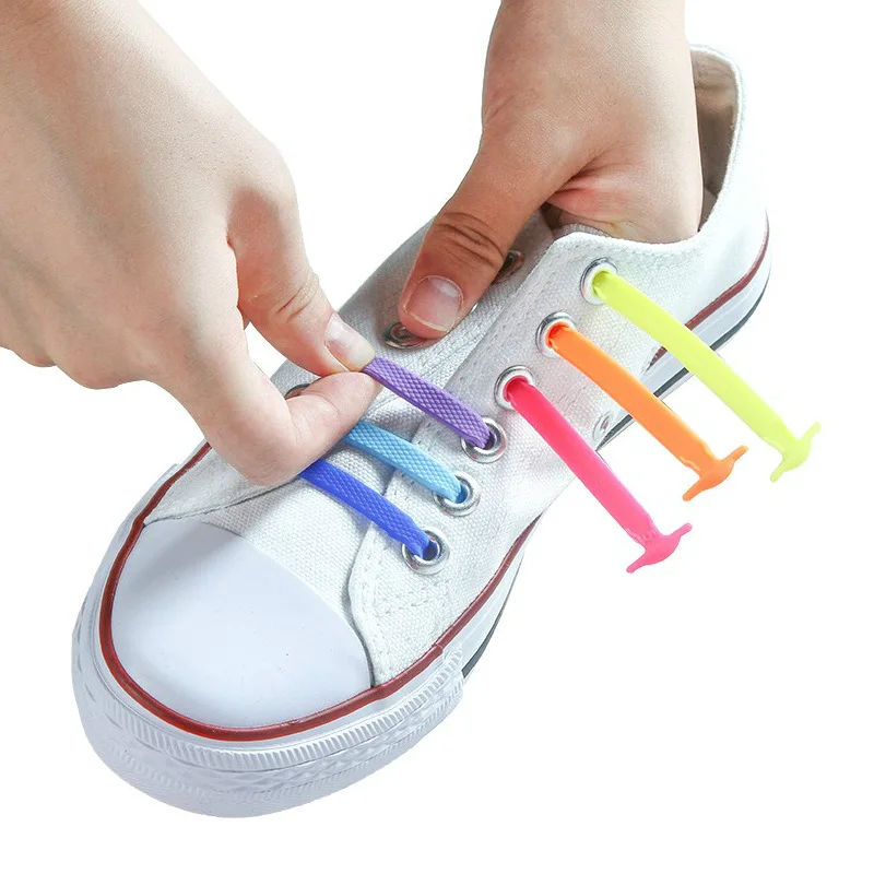 16Pcs/Set Silicone Elastic Shoelaces Special No Tie Shoelace Lacing Kids Adult Sneakers Quick Shoe Lace Rubber Zapatillas