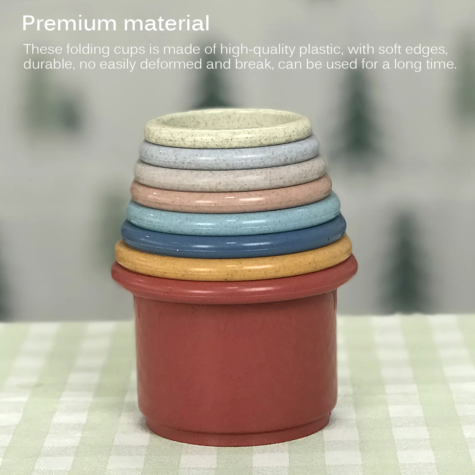 

8pcs Children Stacking Cup Toy Colorful Early Educational Folding Cup Toy Intelligence Stacking Tower Toy