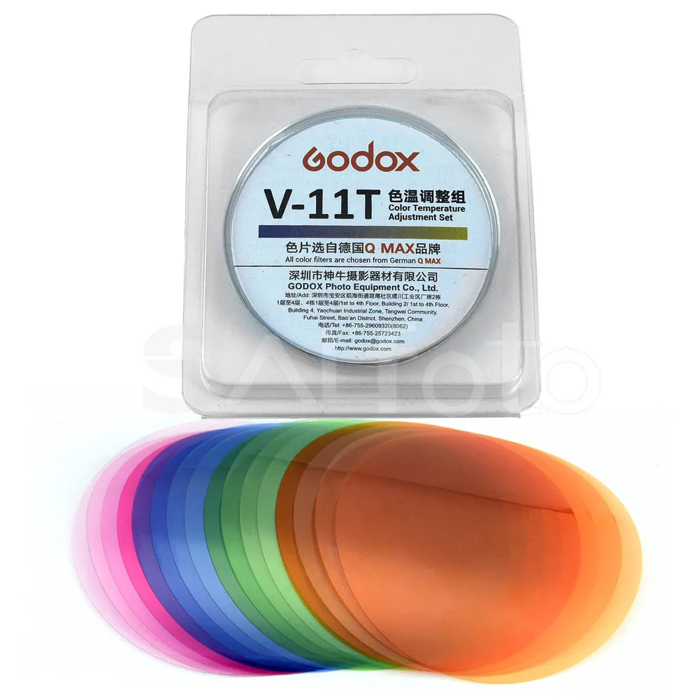 Godox V-11C V-11T 30 шт. Speedlite цветной фильтр комплект V11C V11T цвета прибор для определения температуры AK-R16 крепление для круглой вспышки V1 H200R AK-R1 - Цвет: Only V-11T