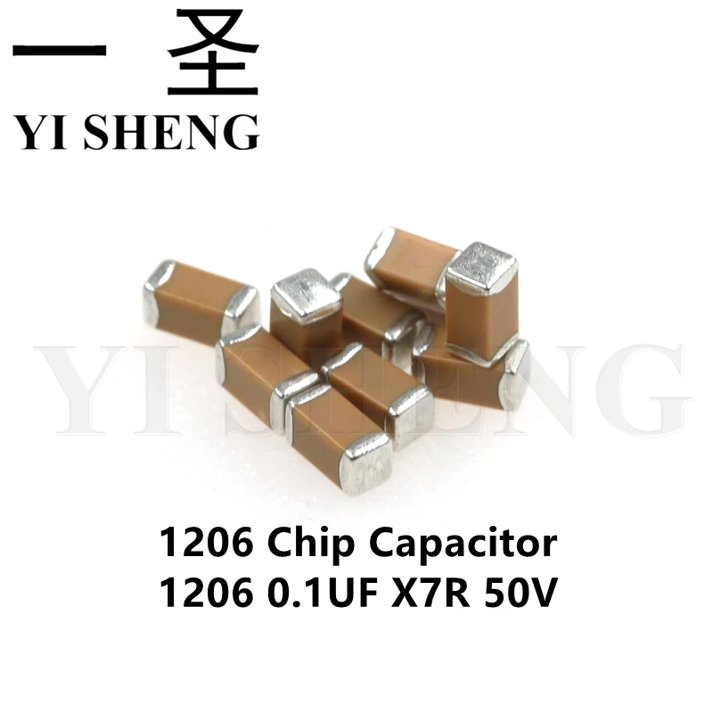 100 шт. конденсатор 100NF X7R 10% 50V 0 1 мкФ 104K 1206 smd | Электронные компоненты и