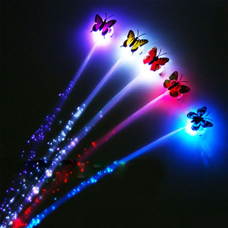 Fashion Hot Sale 100pc Led Butterfly Hanging Flash Hair Braid Light Up Hairpin Female Using Party Decoration Club Bar Supplies