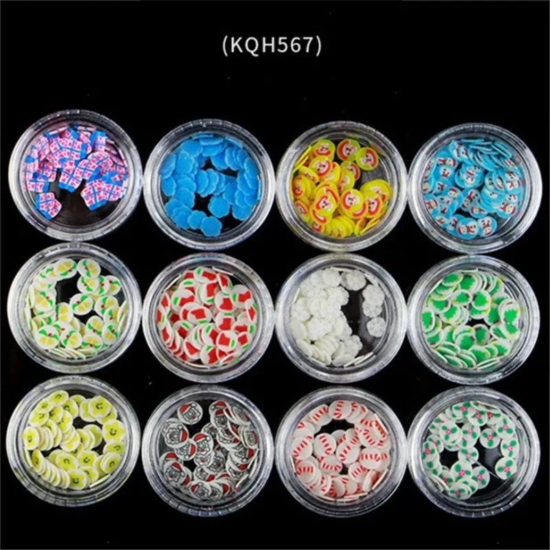 12Box/Set Mixed Fruits Flowers Heart Xmas Shape Nail Art Decoration Nail DIY Crafts 3D Jewelry for Nail Polish Tools