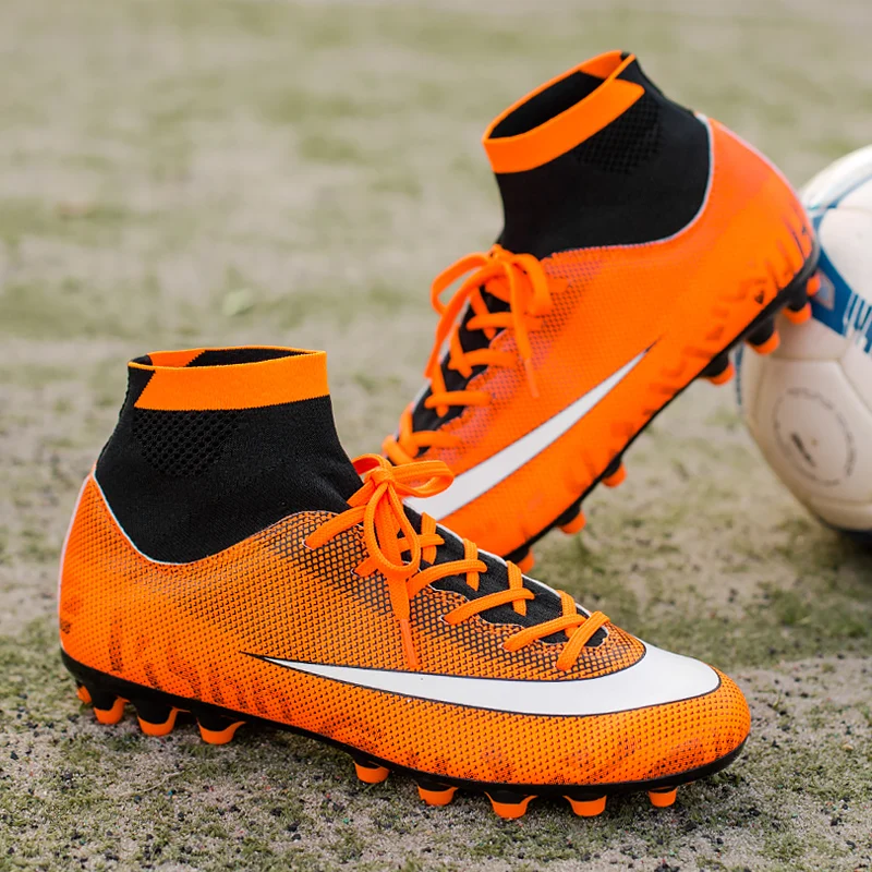 

Высококачественная футбольная обувь, мужские футбольные кроссовки, Нескользящие подошвы FG/TF, легкие и дышащие футбольные туфли с высоким в...