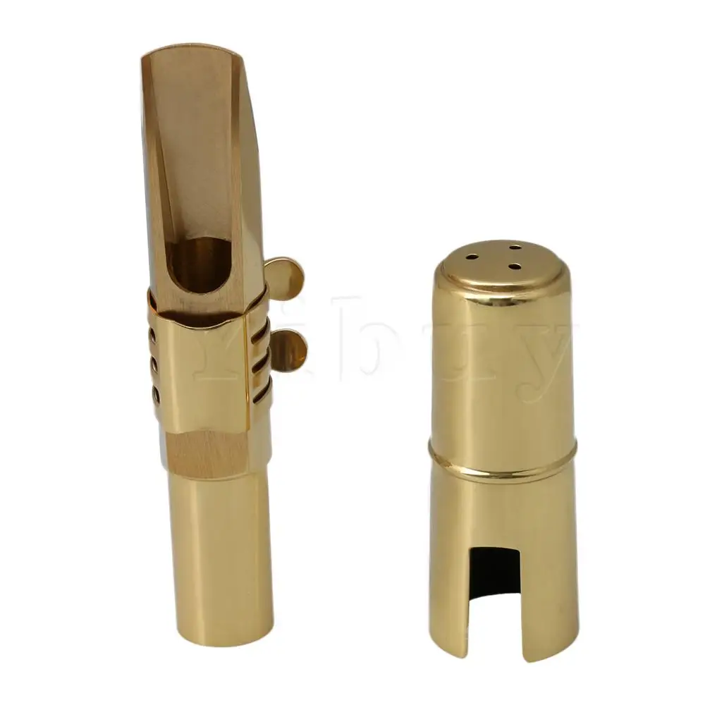 Yibuy Golden Brass 6 # баритон саксофон мундштук с колпачок для саксофона Ligature|Латунные
