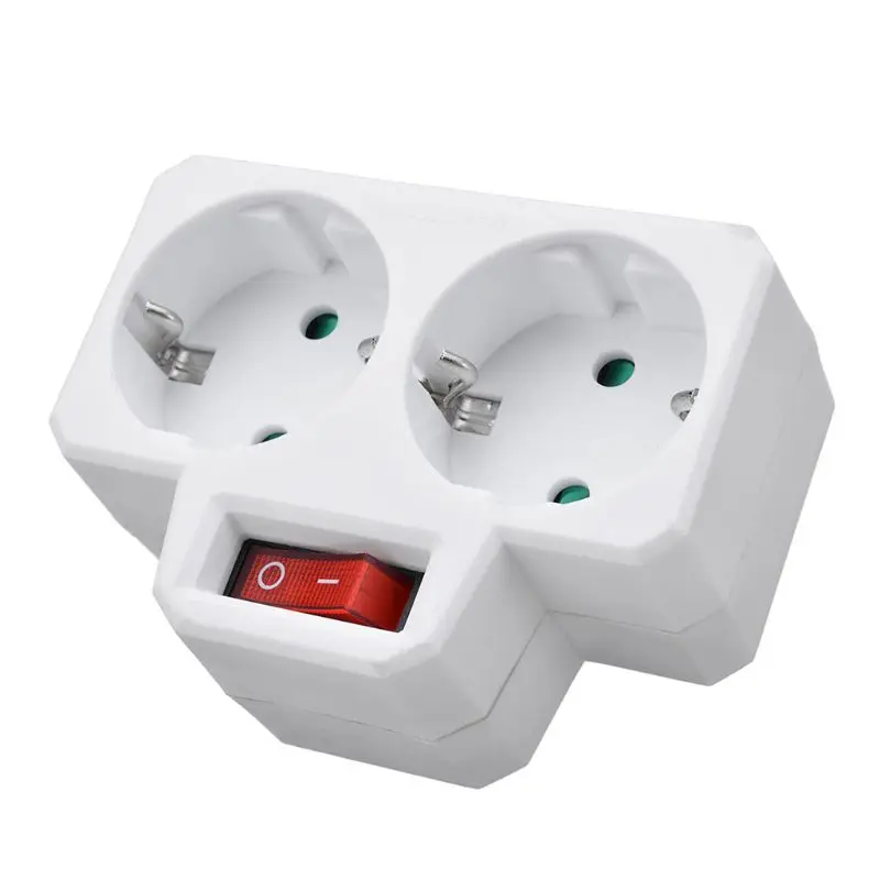 

250V 16A EU Standard Plug Double Socket Conversion Socket with Outlet Switch Plug