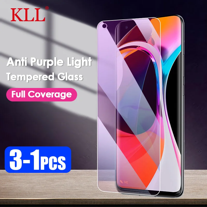 Anti Purple Light Tempered Glass for Xiaomi 11 11x 10 Lite 10t 9 8 SE 11t Poco X3 F3 GT M3 Pro Full Cover Screen Protector Glass