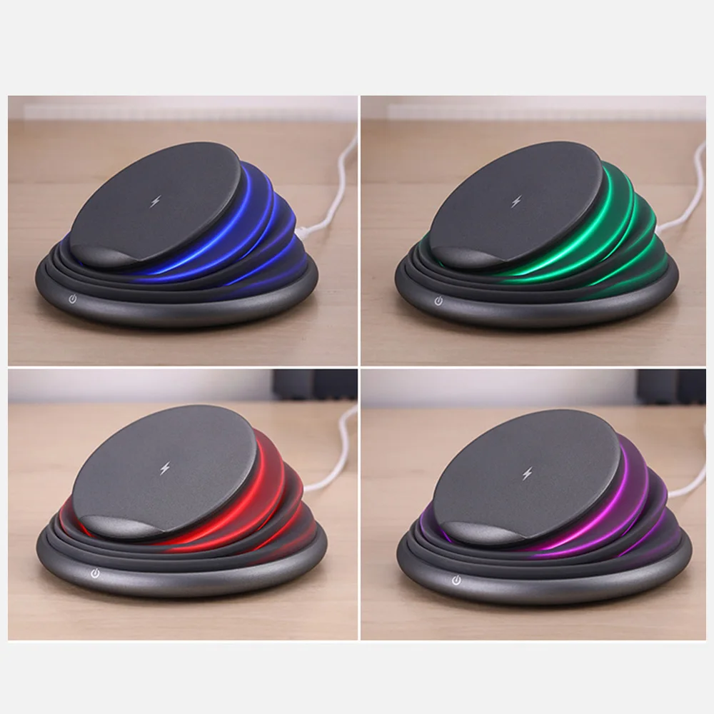 

Qi Fast Wireless Charging Pad Night Light 10W Wireless Charger For IPhone X XS 8 Samsung Huawei P30 Xiaomi Phone Holder Stand