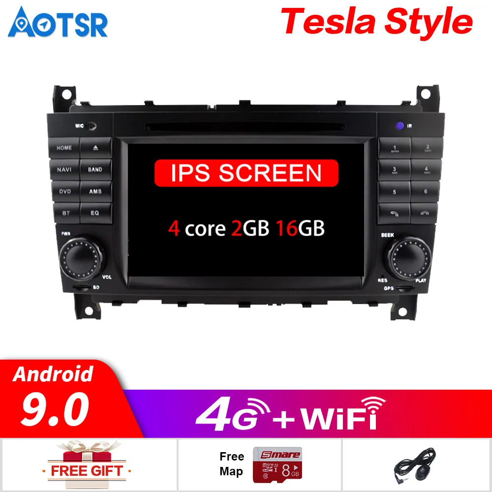 Автомобильный DVD-проигрыватель Android 9 0 для Mercedes Benz C- W203 2004-2007 CLK W209 2004-2005
