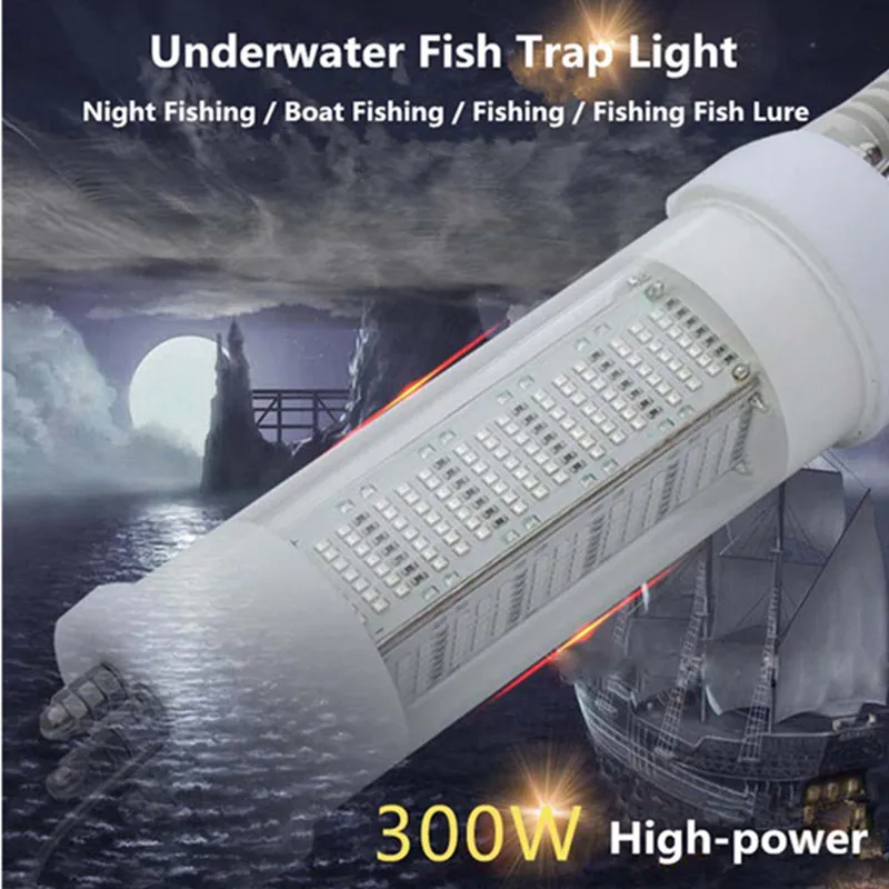 

300W Deep Drop Fishing Light Underwater 5M LED Submersible Fishing Light Fish Lure Bait Finder Lamp Squid Attracting 12V Green