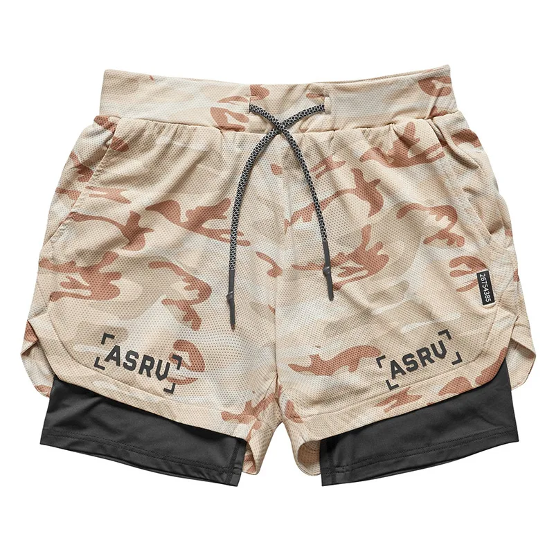 

Summer New Double-Layer Shorts Male Large Size Multi-Pocket Mesh Quick-Drying Camouflage Pants Running Training Five-Point Pants