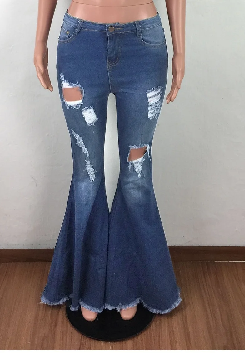 Long Flower Jeans Pants with Holes High Waist Cut Out Ladies Denim Trousers Fashion Sexy Hole Style | Женская одежда