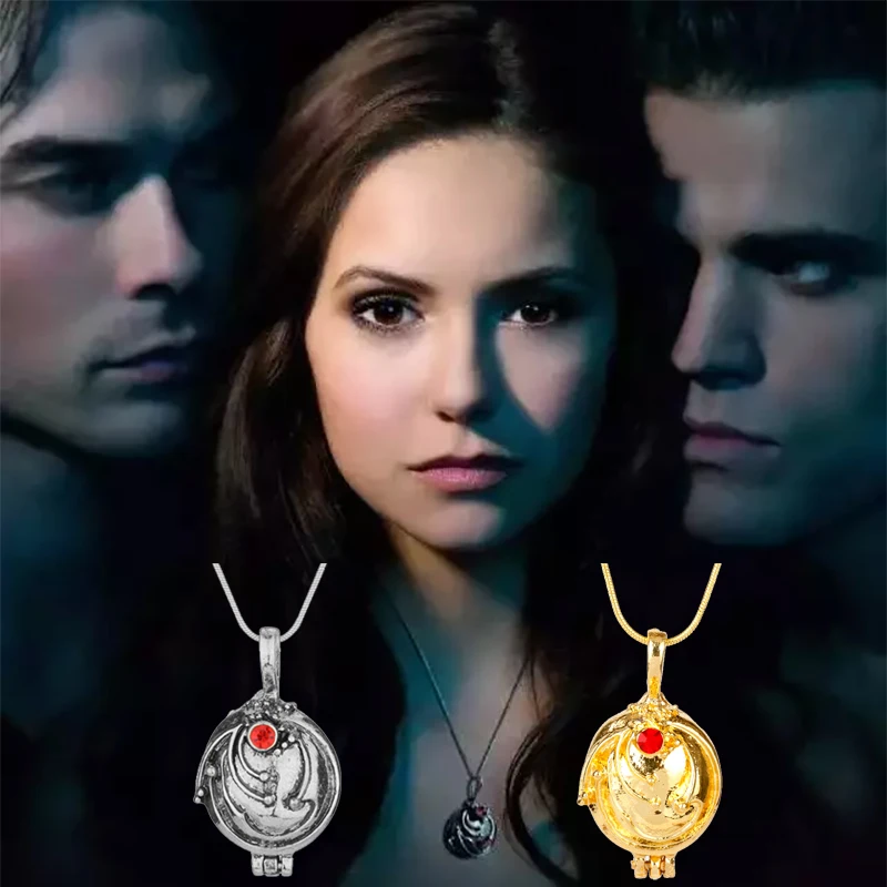 The Vampire Diary Elena Gilbert Red Rhinestone Necklace for Women Men Pendant Choker Jewellery Necklaces for Teen Girl
