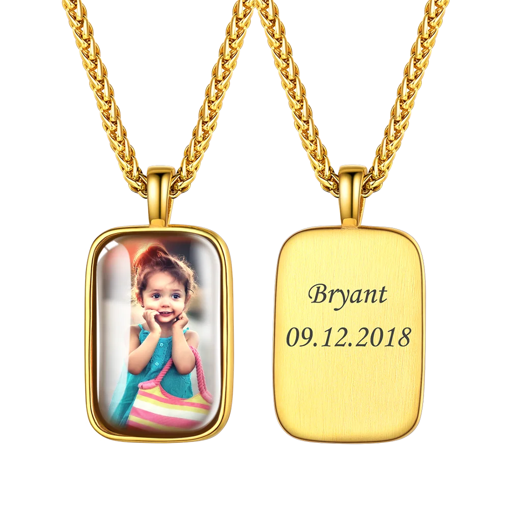 

U7 Personalized Photo Necklace Vintage Retro Pendant Necklace Custom Picture Image Pendant Memorial Jewelry Friends Gifts P1040